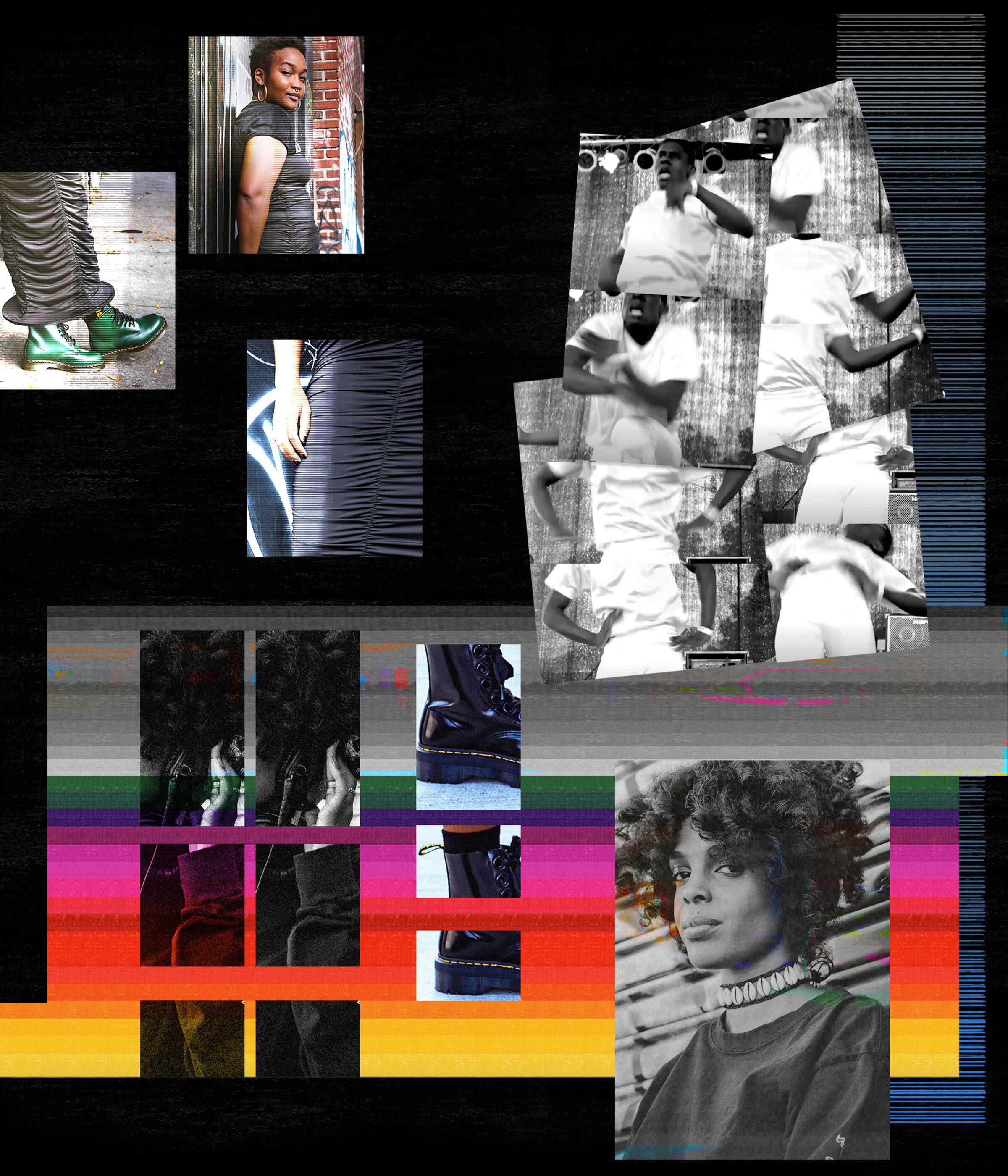 Rainbow colored collage showing multiple images including streetlight, artist and boots with words "Alternative to me is about wholeness." – Kimberly Drew